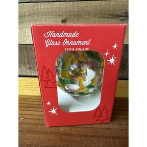 Zorza Polish Handblown Glass Christmas Ornament Hand Made 5” In Box
